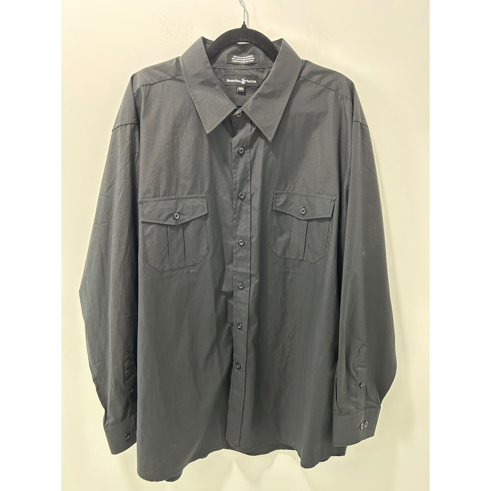 Beverly Hills Polo Club Mens Black Long Sleeve Button Down Shirt 3XLB